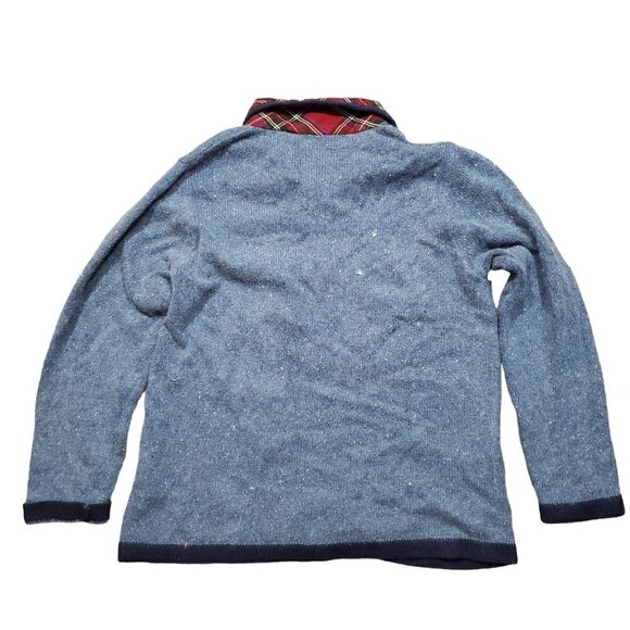 Victoria Jones Xmas Cardigan Ugly Sweater Blue Full Zip Size L Angora Rabbit - Picture 2 of 10